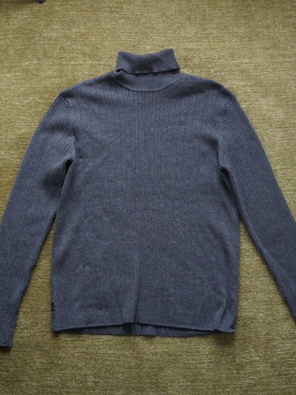 Vintage Calvin Klein Dark Gray 100% Cotton Turtleneck Sweater L - Picture 2 of 8